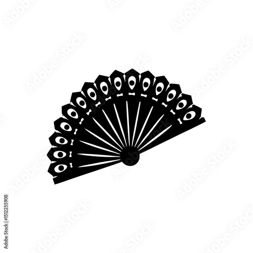 creative details Outline silhouette traditional hand fan icon vector illustration