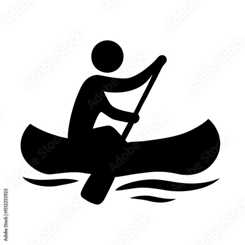 Person Canoeing on Water – Simple Outdoor Activity Icon