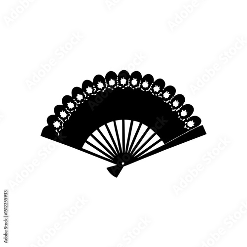 creative details Outline silhouette traditional hand fan icon vector illustration