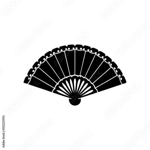 creative details Outline silhouette traditional hand fan icon vector illustration