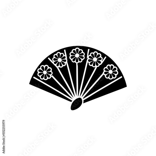 creative details Outline silhouette traditional hand fan icon vector illustration