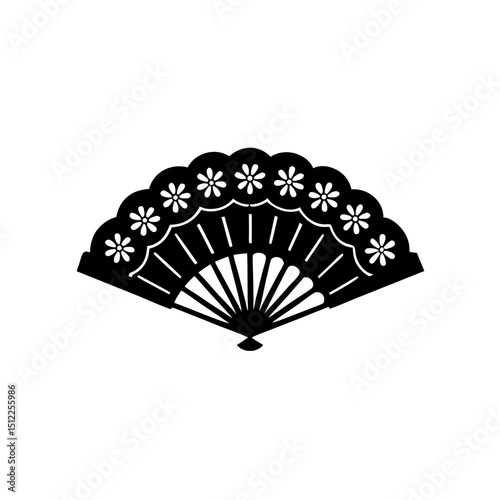 creative details Outline silhouette traditional hand fan icon vector illustration