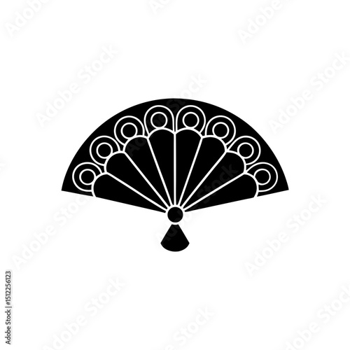 creative details Outline silhouette traditional hand fan icon vector illustration