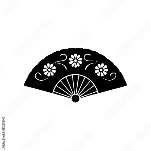 creative details Outline silhouette traditional hand fan icon vector illustration