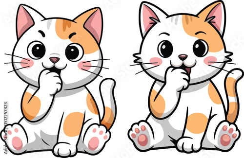 Cute cat cartoon bundle vector illustration