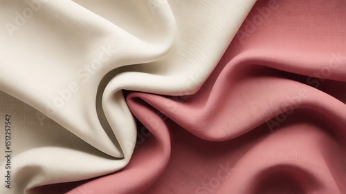 Abstract draped fabric in cream and dusty rose