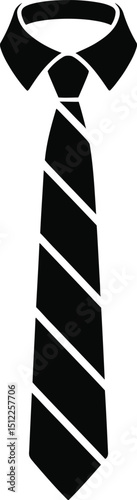 silhouette of necktie icon over white background, vector illustration.