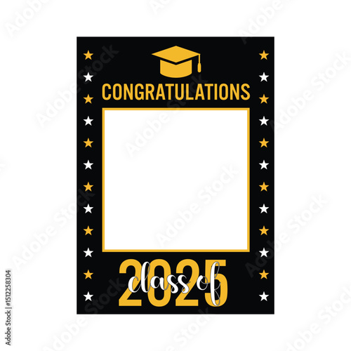 Class of 2025 photo booth frame isolated on white. 