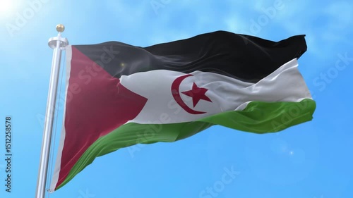 Western Sahara Realistic Waving Flag Animation Loop