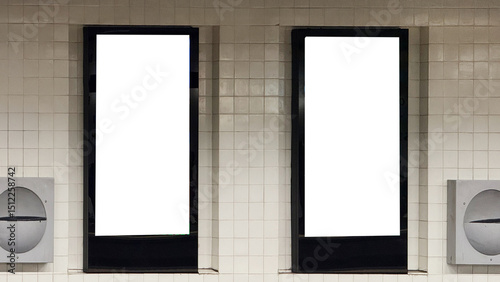 Twin blank canvases await inspiration on tiled walls, echoing urban transit tales and World Creativity Day aspirations