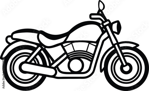 simple motorcycle vector graphic with sleek contour lines, silhouette style design, side view with minimal detail, perfect for logos and print design
