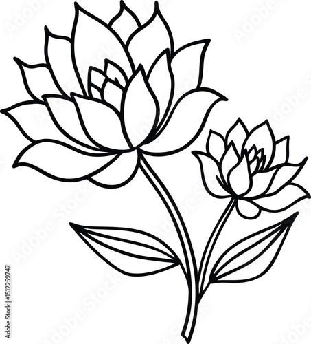 set of various flower line drawings on white background, minimal botanical illustrations in black ink, hand-drawn floral elements with delicate details

