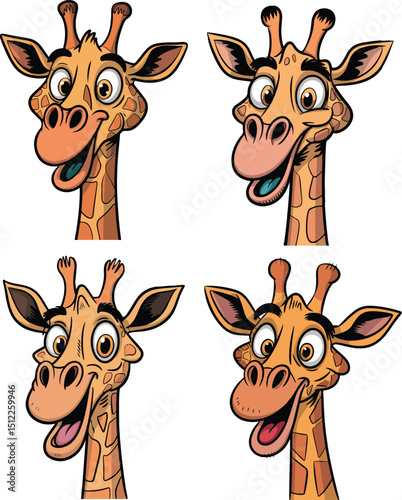 Cartoon giraffe smiling pose vector illustration