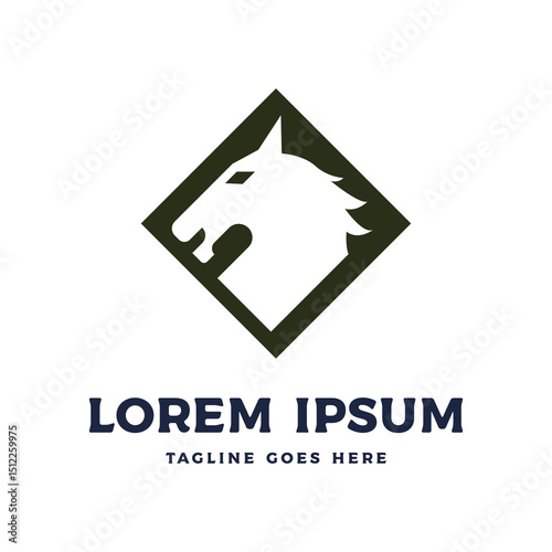 Square Horse Stallion Knight Head Icon Symbol Illustration Logo Design
