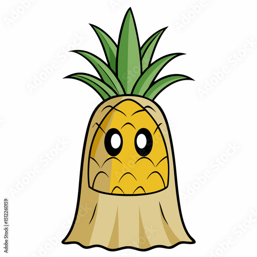 pineapple draped in a transparent ghost sheet