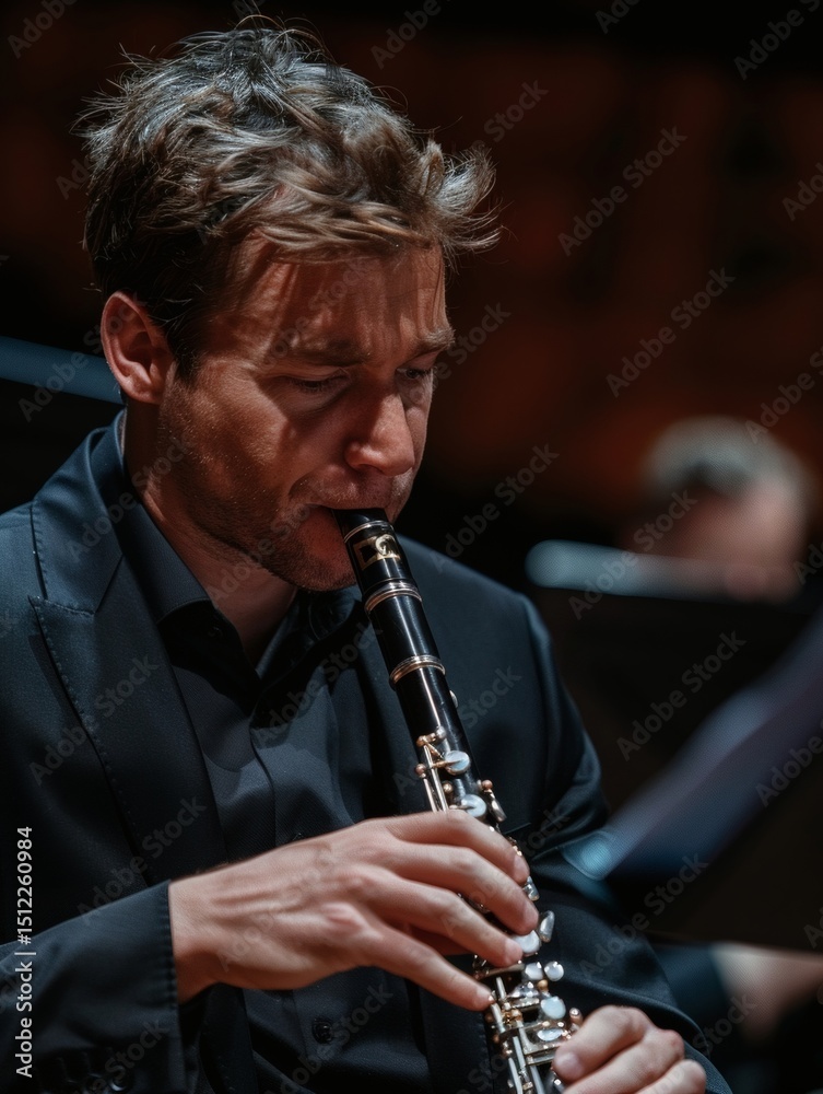 Fototapeta premium The clarinetist on stage