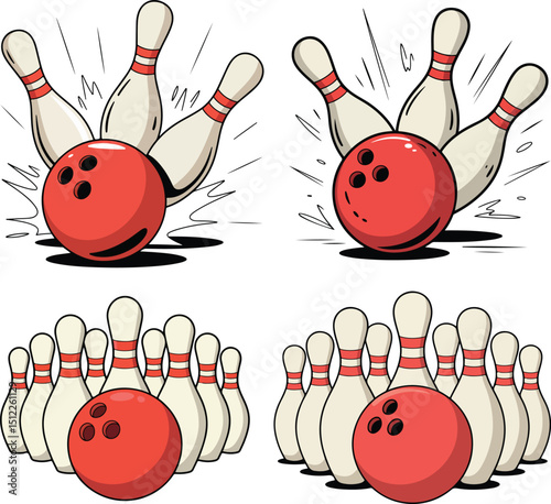 Bowling strike ball game vector illustration