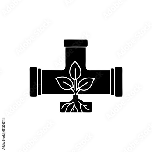 creative details Outline silhouette Water pipes, plant, growth icon vector illustration