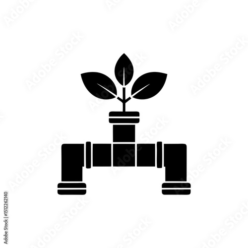 creative details Outline silhouette Water pipes, plant, growth icon vector illustration