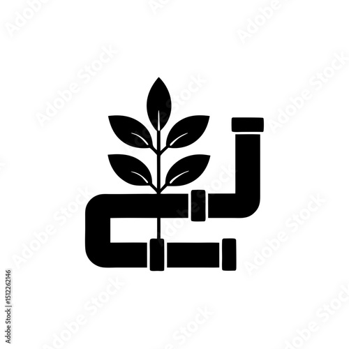 creative details Outline silhouette Water pipes, plant, growth icon vector illustration