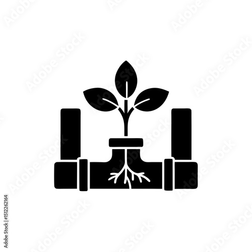 creative details Outline silhouette Water pipes, plant, growth icon vector illustration
