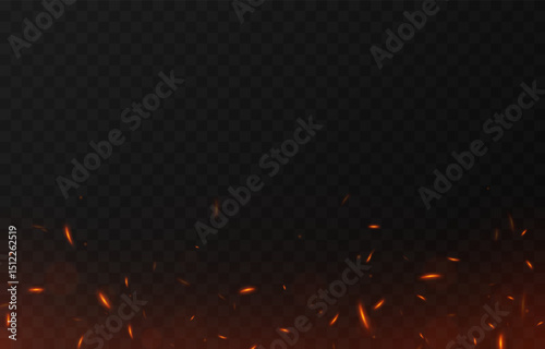 Vector fiery sparks on an isolated transparent background. Sparks png, fire png, fiery particles.