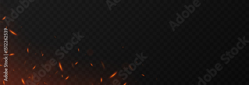 Vector fiery sparks on an isolated transparent background. Sparks png, fire png, fiery particles.