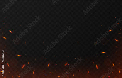 Vector fiery sparks on an isolated transparent background. Sparks png, fire png, fiery particles.