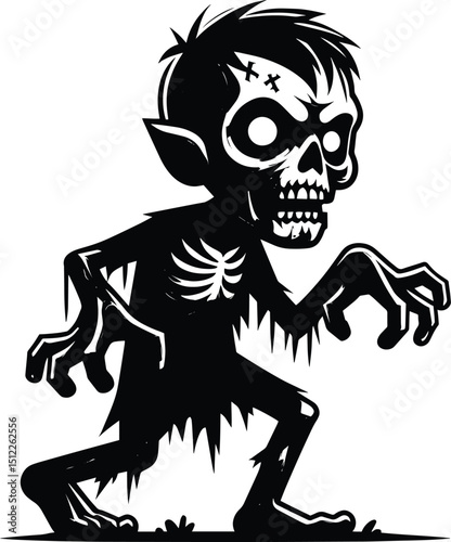 Zombie character silhouette Vector Illustration isolated on a white background