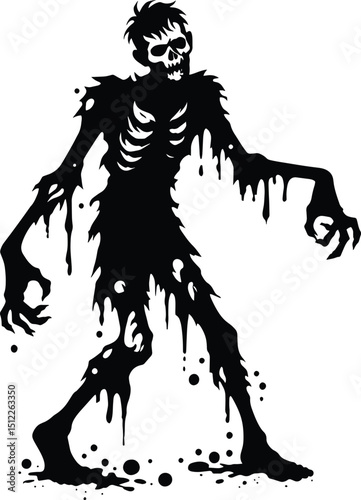 Wallpaper Mural Zombie character silhouette Vector Illustration isolated on a white background Torontodigital.ca