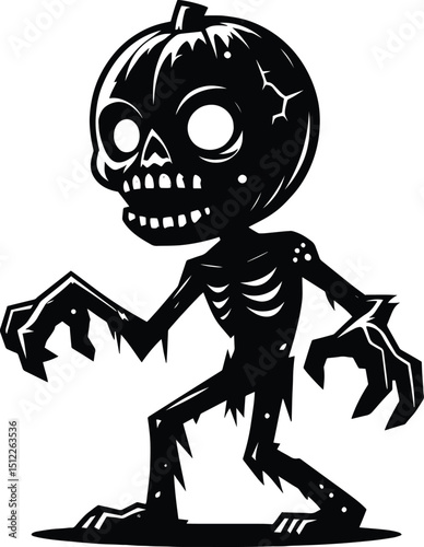 Zombie character silhouette Vector Illustration isolated on a white background