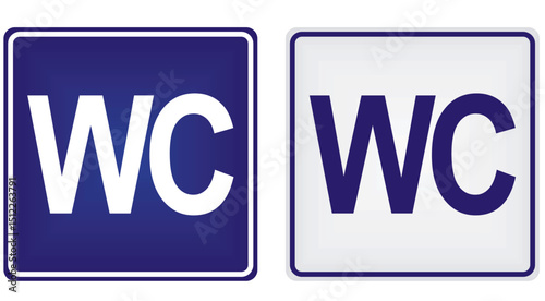 Toilette sign with letters WC. vector