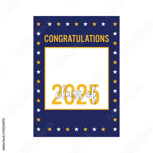 Class of 2025 photo booth frame isolated on white. Grad celebration selfie frame
