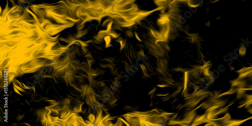 Yellow smoke flame abstract vector background. Abstract liquid art, yellow smoke bomb on black background. Pale yellow smoke on a black background. 