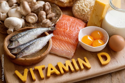 Display Vitamin D Rich Foods Nutrition Concept