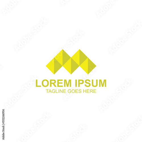 letter m lorem ipsum logo design for brand identity with creative illustration