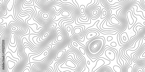 Abstract topographic contours map background. Topographic map and landscape terrain texture grid. Modern design with White background with topographic wavy pattern design. Black-white background.	