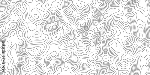Abstract topographic contours map background. Topographic map and landscape terrain texture grid. Modern design with White background with topographic wavy pattern design. Black-white background.	