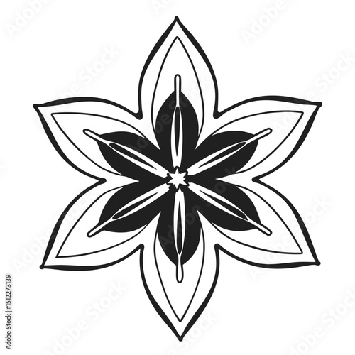 Bold Four Leaf Flower with Pointed Tips
