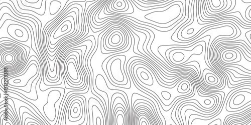 Abstract topographic contours map background. Topographic map and landscape terrain texture grid. Modern design with White background with topographic wavy pattern design. Black-white background.	
