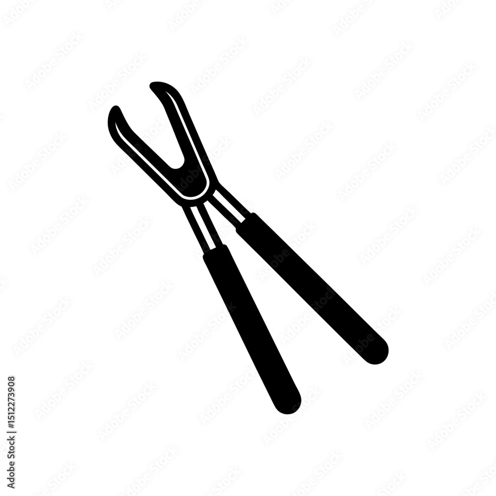 Vector illustration of Tongs silhouette Vector illustration of Tongs silhouette