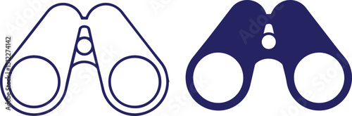 binoculars, navy blue, rounded edges, simple, minimalist, flat design, icon, logo, symbol