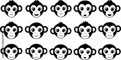 Cute Monkey Sitting Cartoon Vector Icon Illustration.Children's monkey drawing.monkey face

