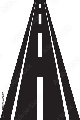Straight Road highway icon. Road vector icon isolated in white background. Road with white lines. Vector illustration.