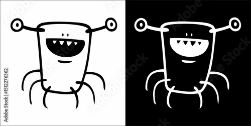 Monster cute hand drawn cartoon vintage style vector