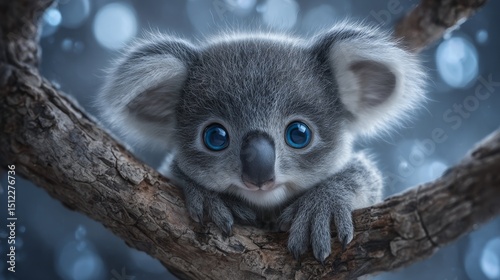 A koala is resting on a branch in a zoo enclosure with a blurred background, highlighting wildlife conservation