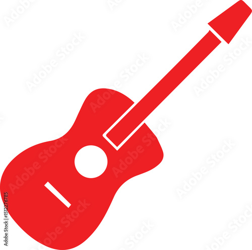 guitar, red guitar, musical instrument, stringed instrument, music, icon, symbol, minimalist, vector, graphic design