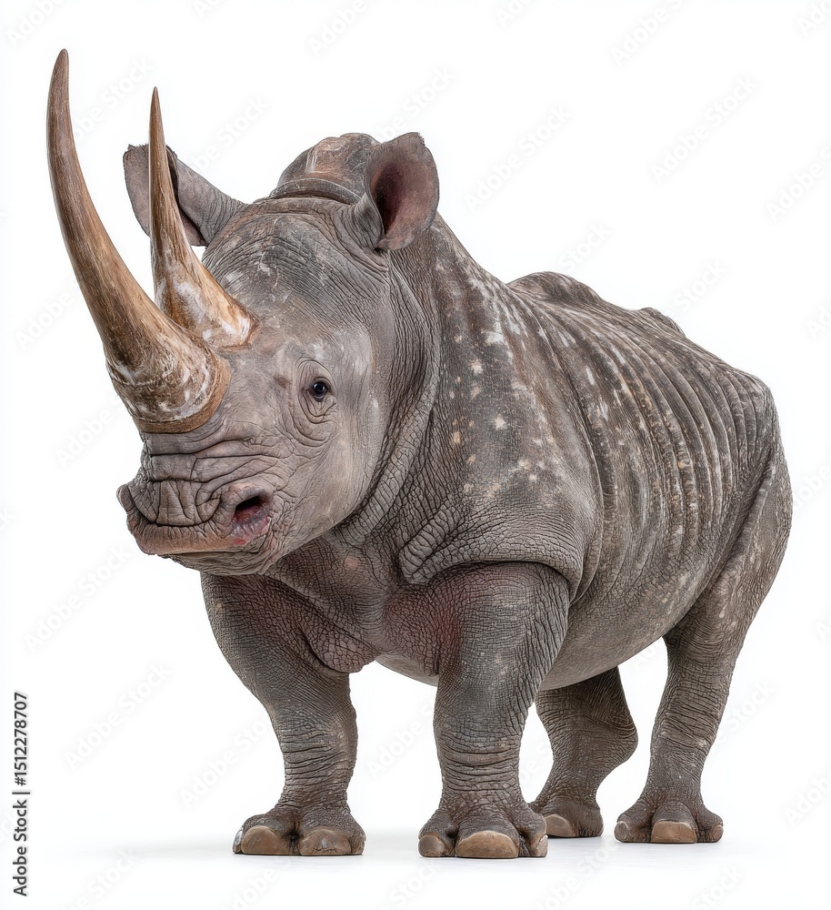 Obraz premium A mighty rhinoceros set against a transparent backdrop, ideal for promoting wildlife conservation and creating educational resources