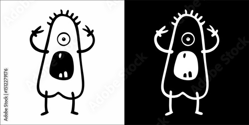Monster cute hand drawn cartoon vintage style vector