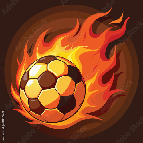 Burning Soccer Ball Realistic Dynamic On Fire Sports Art